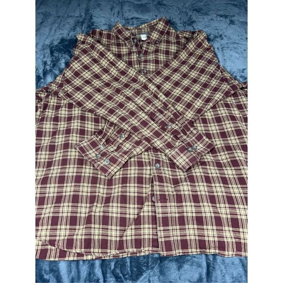 Duluth trading company men’s plaid burgundy flannel size XXL Tall - Picture 2 of 7